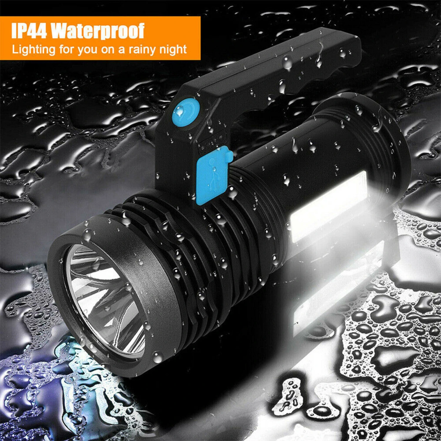 LED Searchlight Rechargeable High Brightness IP44 Waterproof Handy LED Torch Flashlight for Outdoor