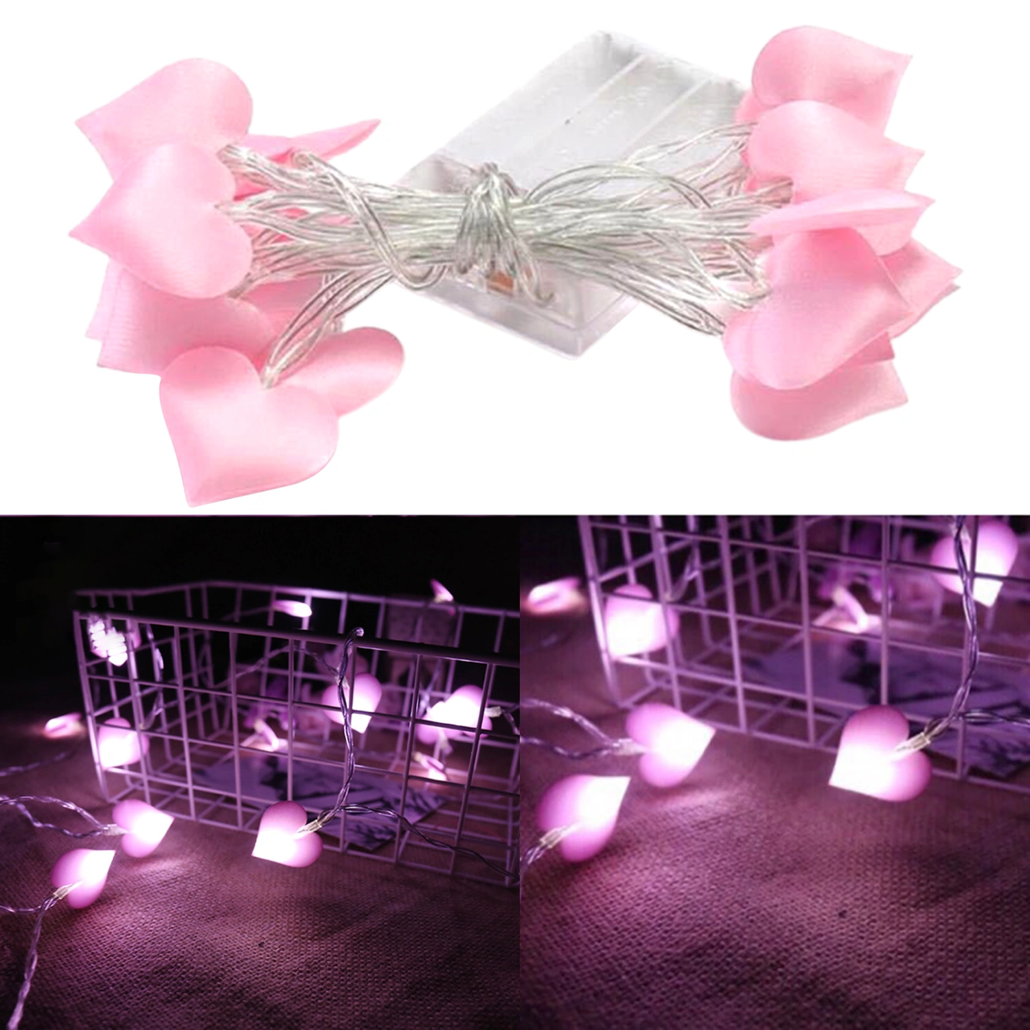 Pink LED Love Heart Fairy String Light Romantic Decorative Ambient Light Wedding Decor for Christmas