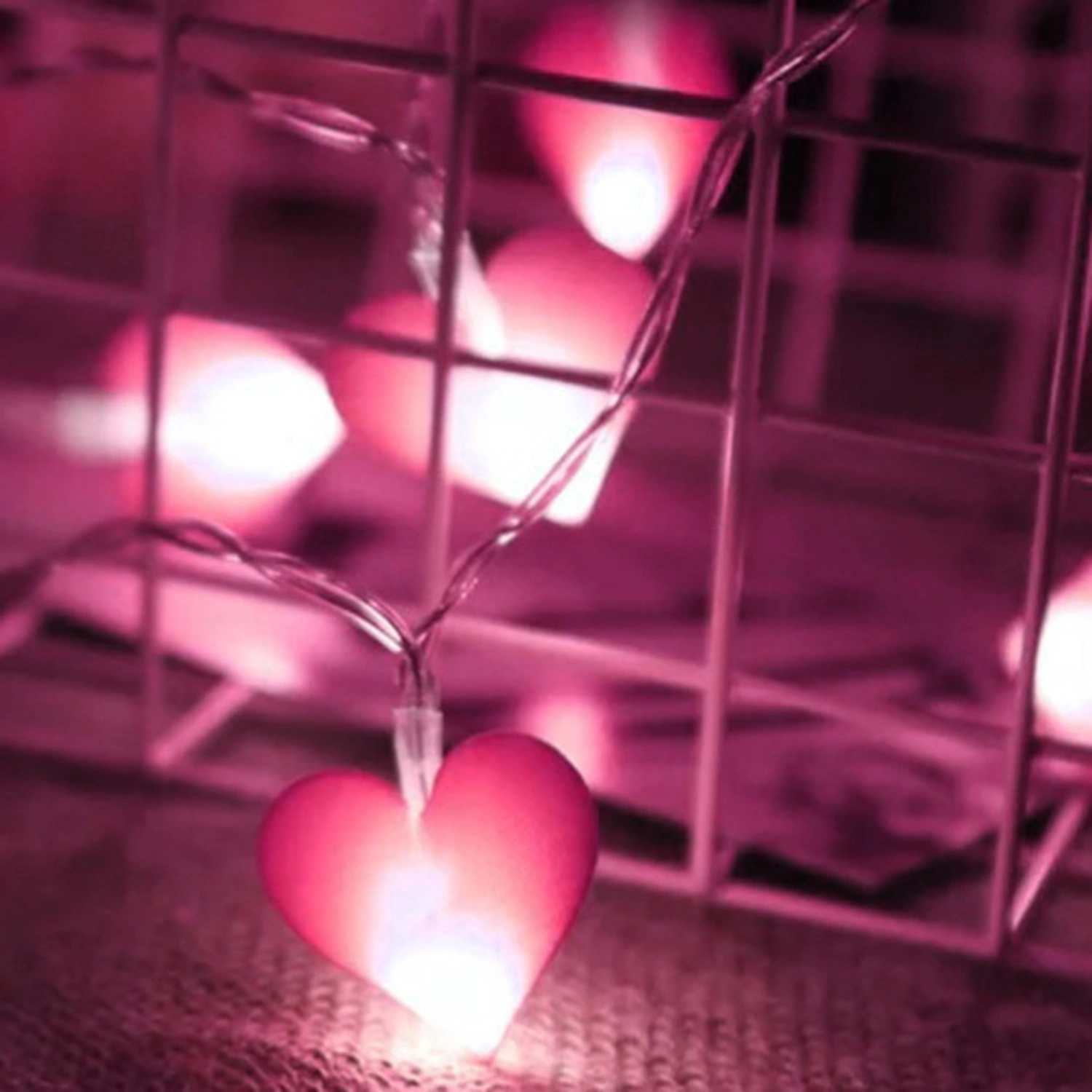 Pink LED Love Heart Fairy String Light Romantic Decorative Ambient Light Wedding Decor for Christmas
