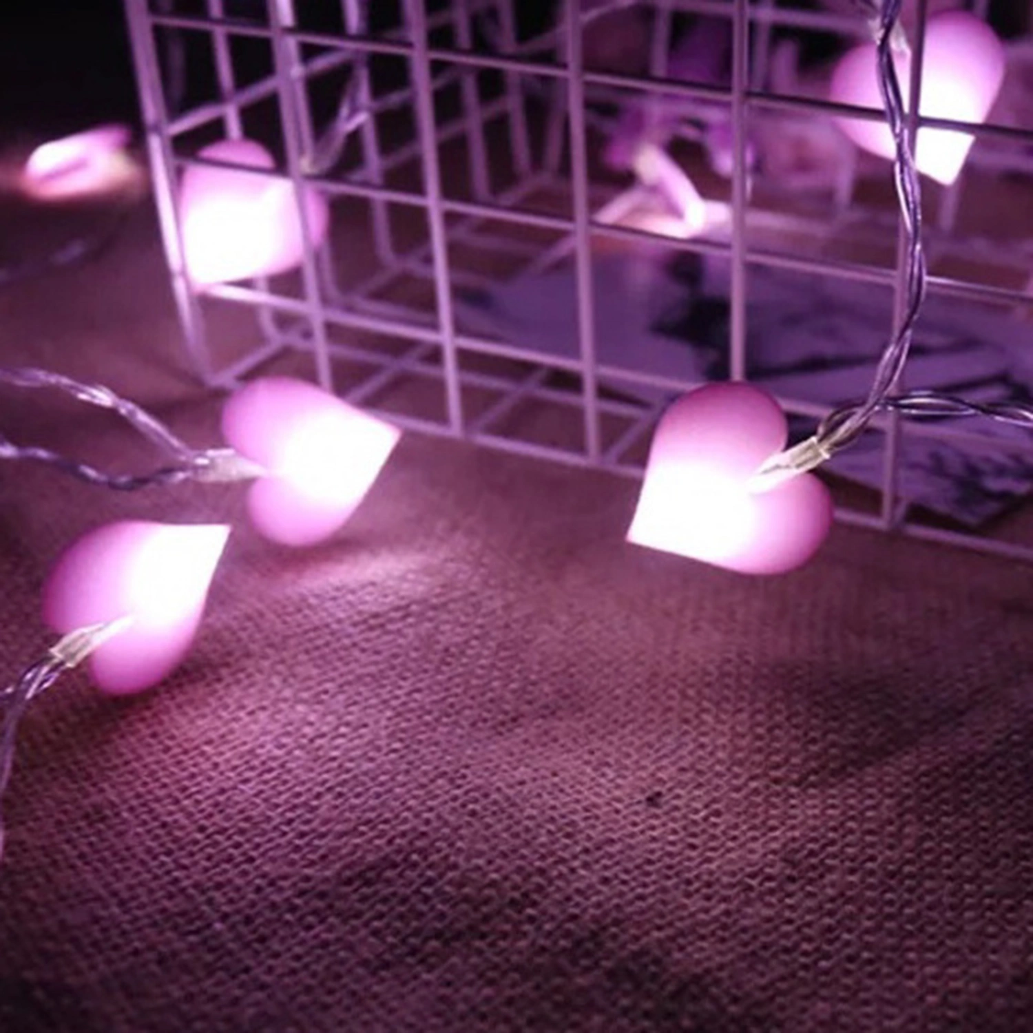 Pink LED Love Heart Fairy String Light Romantic Decorative Ambient Light Wedding Decor for Christmas