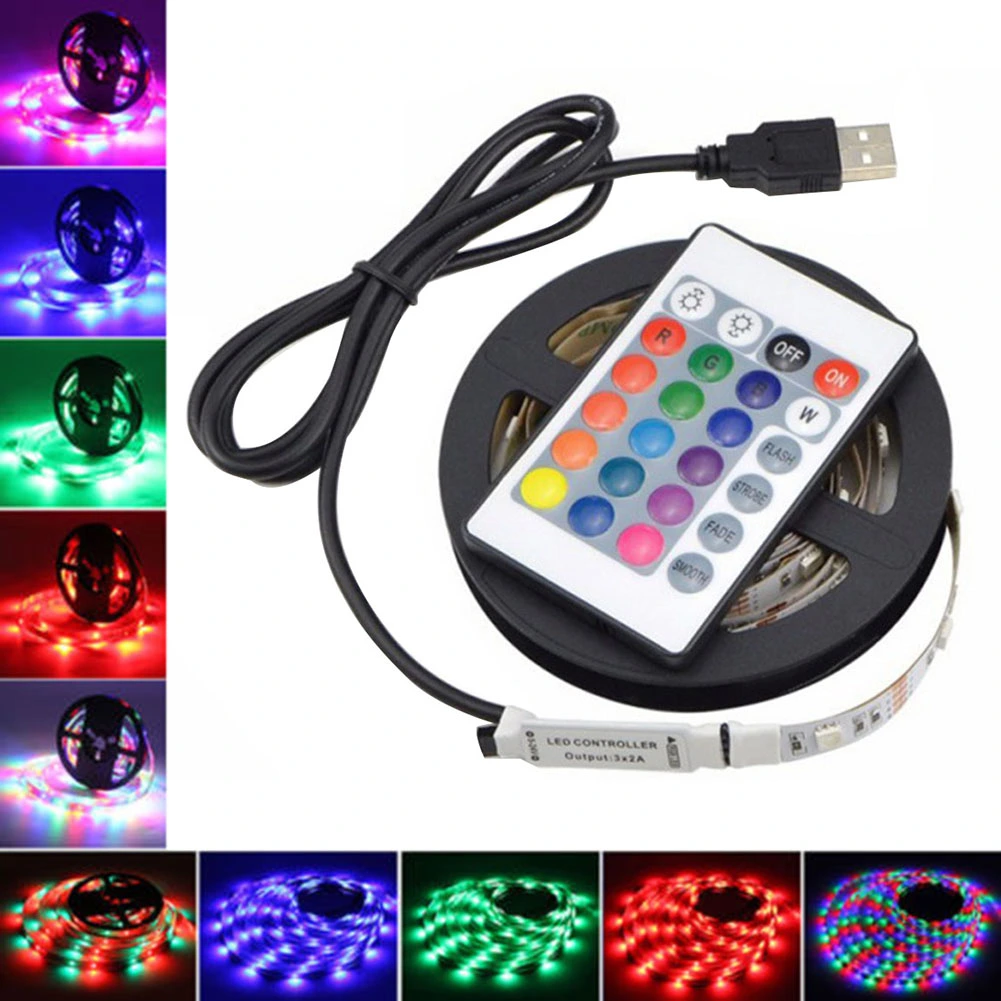 0.5/1/2/3/5m DC5V USB Flexible 5050 SMD LED Strip Light 24 Keys RGB Controller