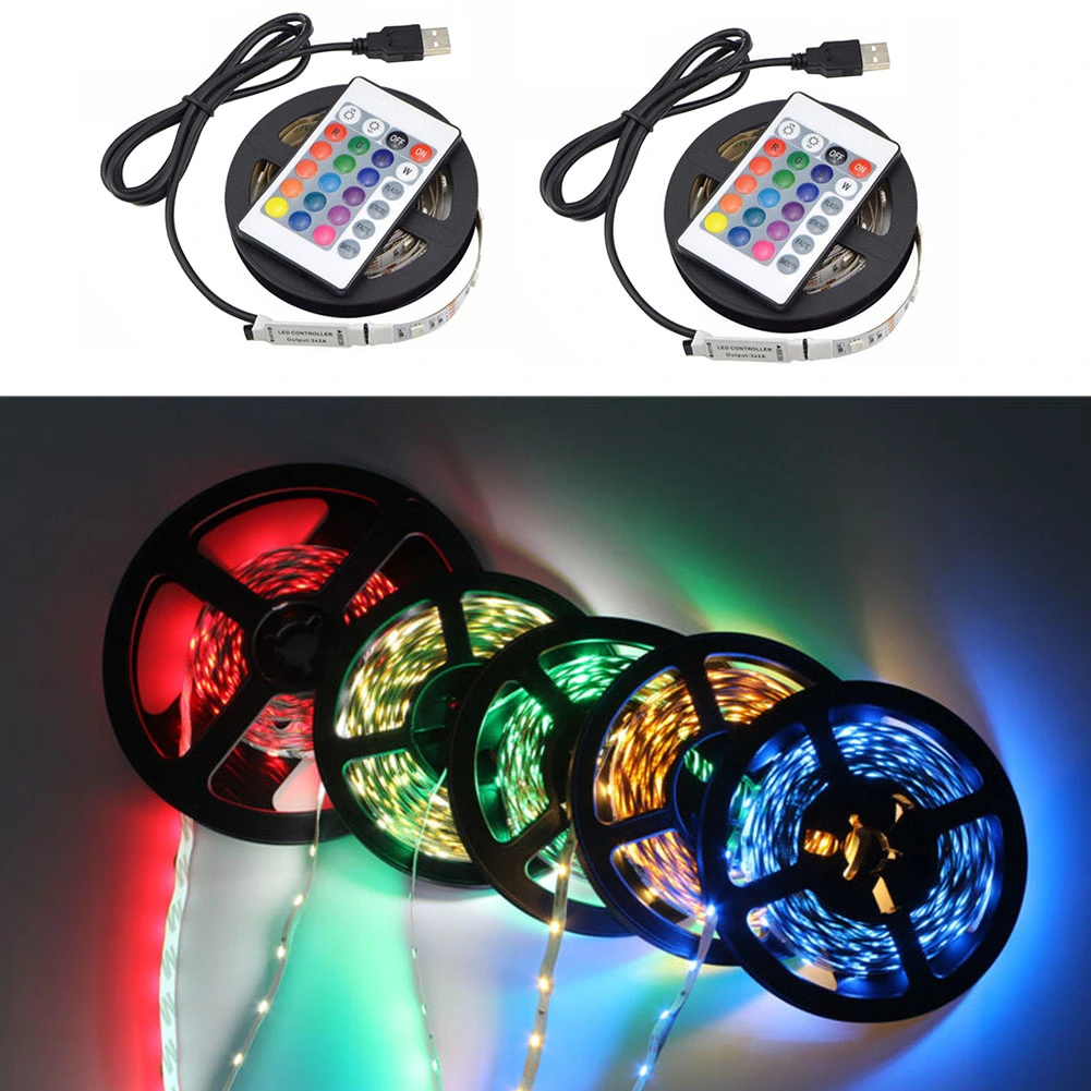 0.5/1/2/3/5m DC5V USB Flexible 5050 SMD LED Strip Light 24 Keys RGB Controller