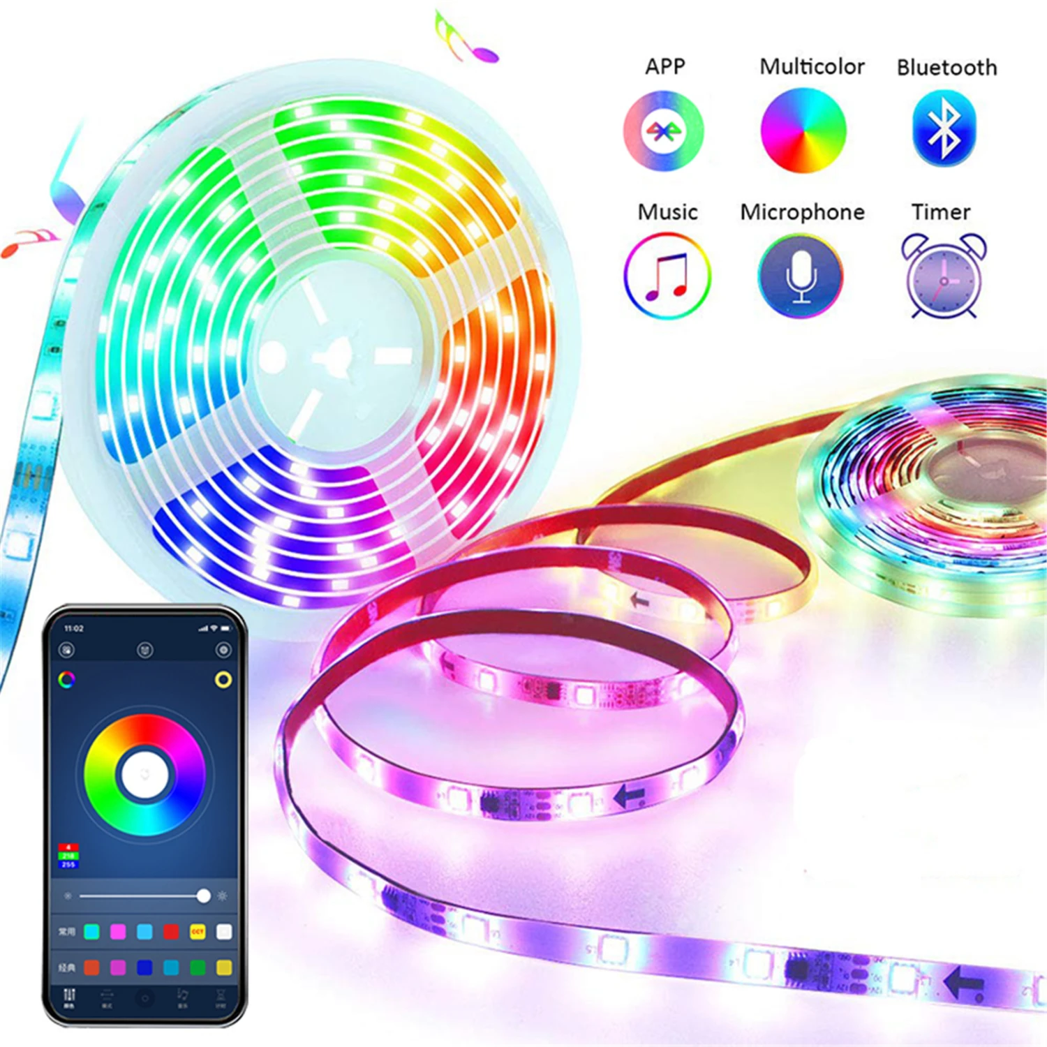 Bedroom LED 5050 RGB Color Changing Remote Controller Flexible Light Strip Kit
