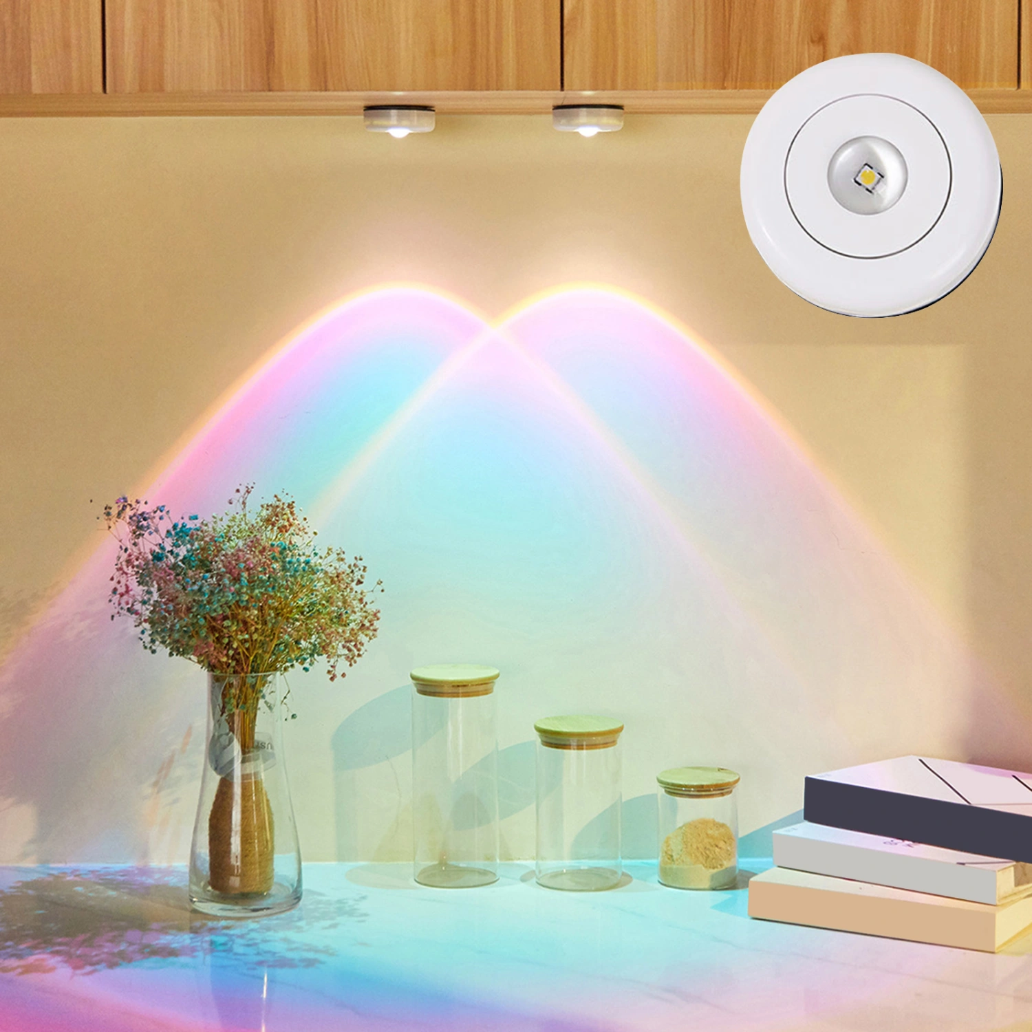 LED Light Brightness Adjustable Compact ABS Dual Mode Cabinet Light LED Sunset Projection Lamp Home Supplies 