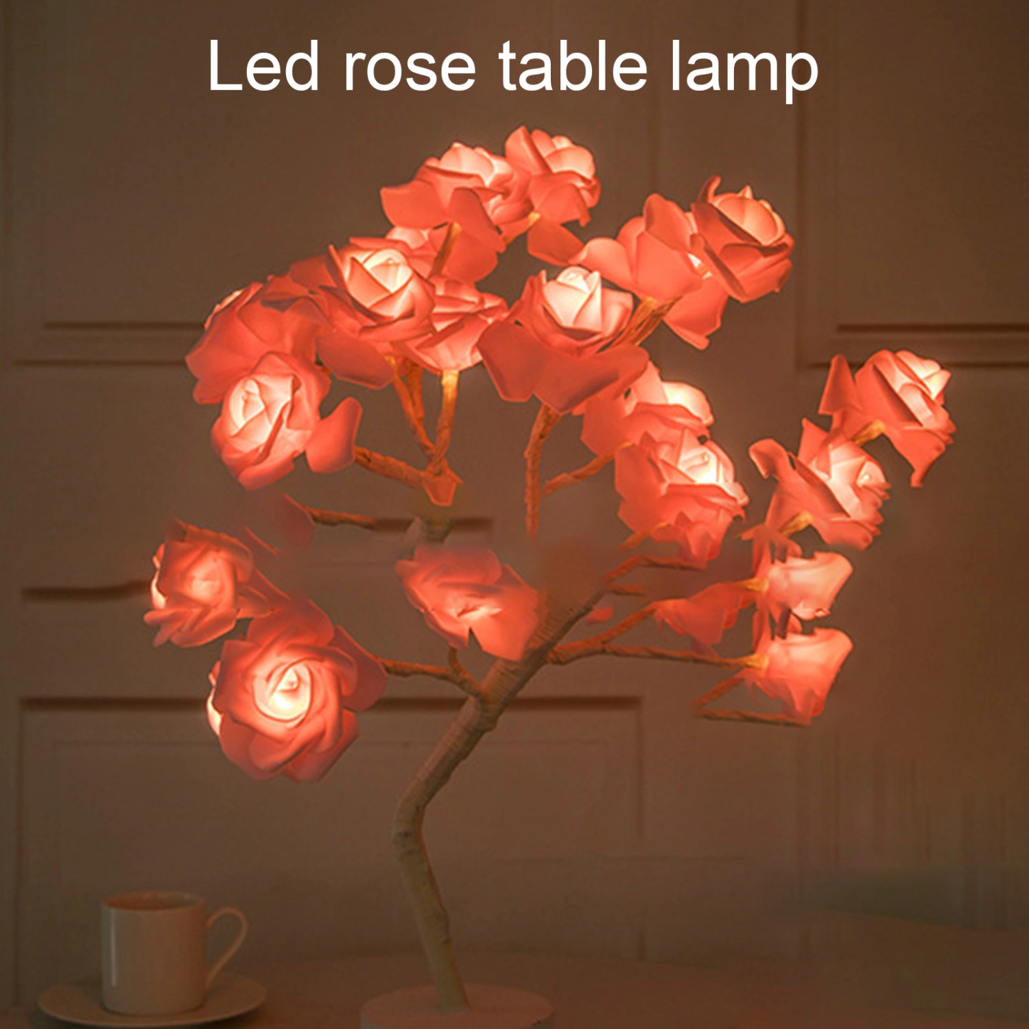 Romantic Tree Lamp Decorative LED Rose Flower Tree Light Ambient Light for Parties