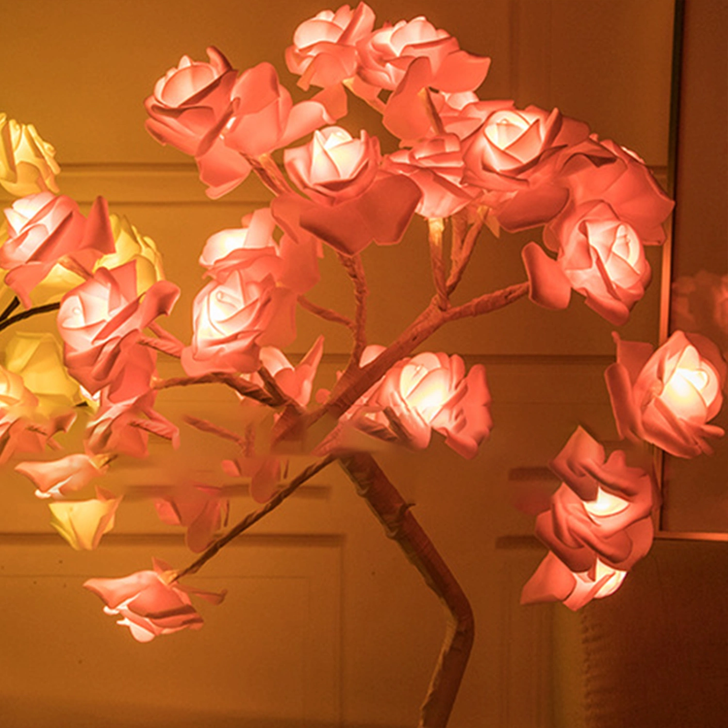 Romantic Tree Lamp Decorative LED Rose Flower Tree Light Ambient Light for Parties