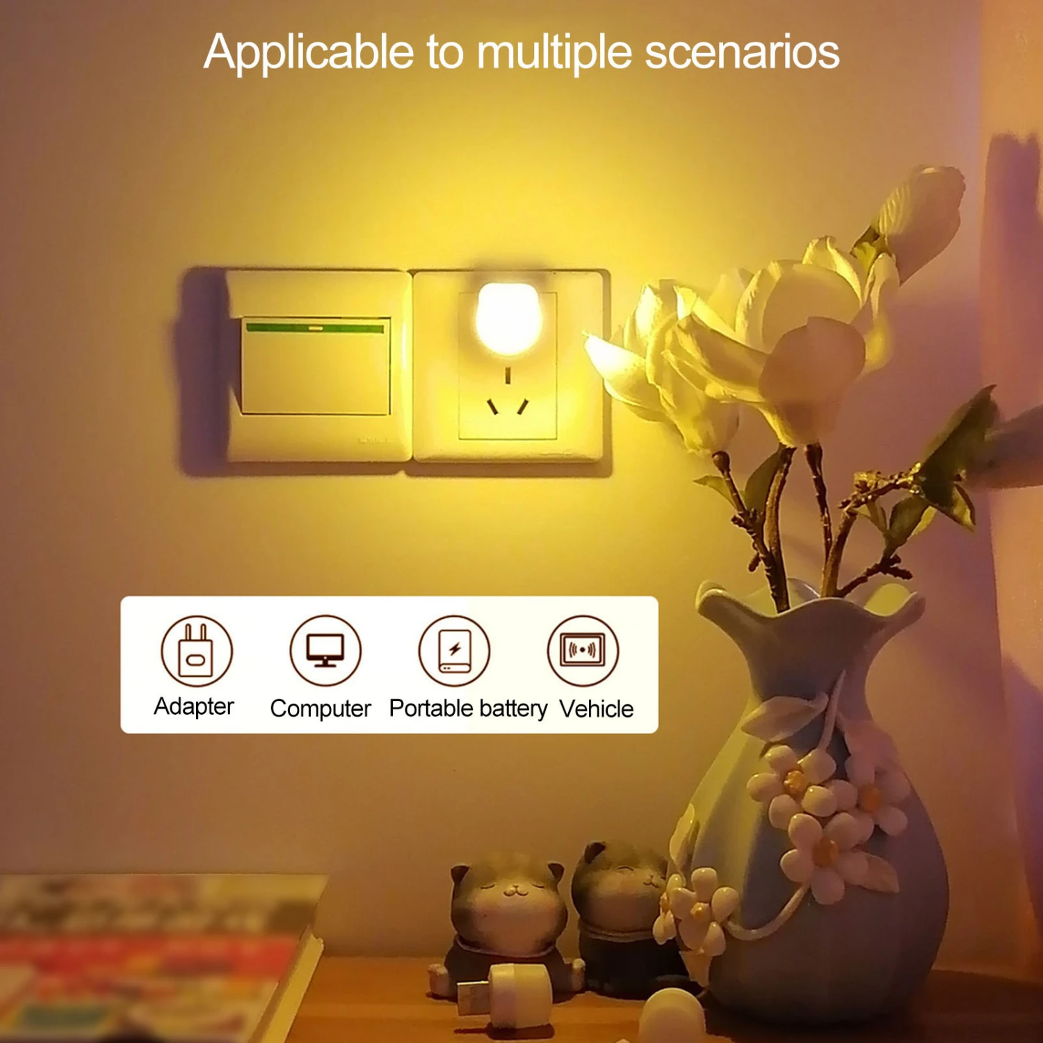 USB Night Light No Video Flash Soft Light Plug And Play Light-transmitting Lampshade Decorative Desktop Decoration Long Service Life Energy-saving Ambient Light for Bedroom