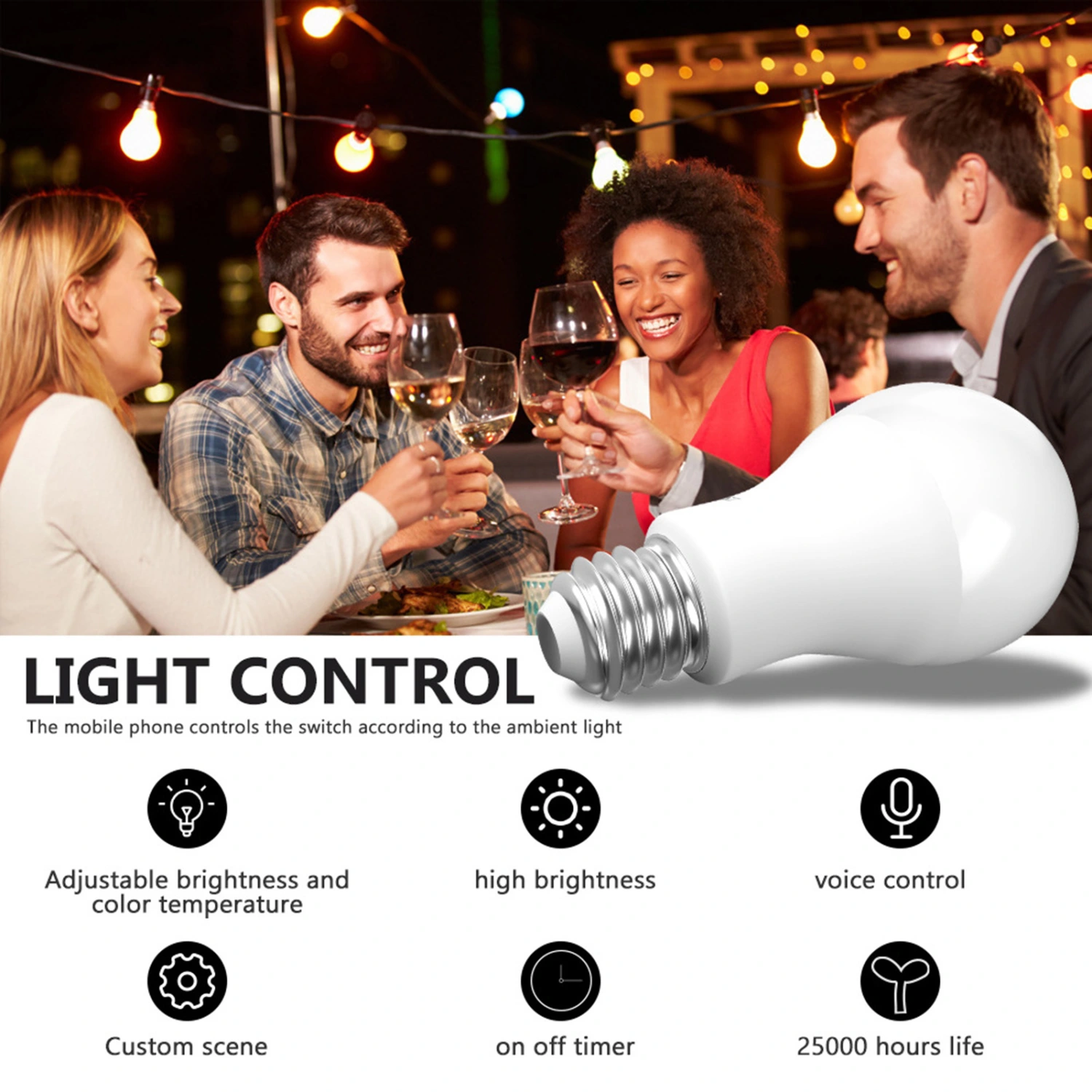 Light Bulb High Brightness LED Solid Wear-Resistant Adjustable Smart System Energy Saving Smart RGB Lamp Bulbs for Home Use