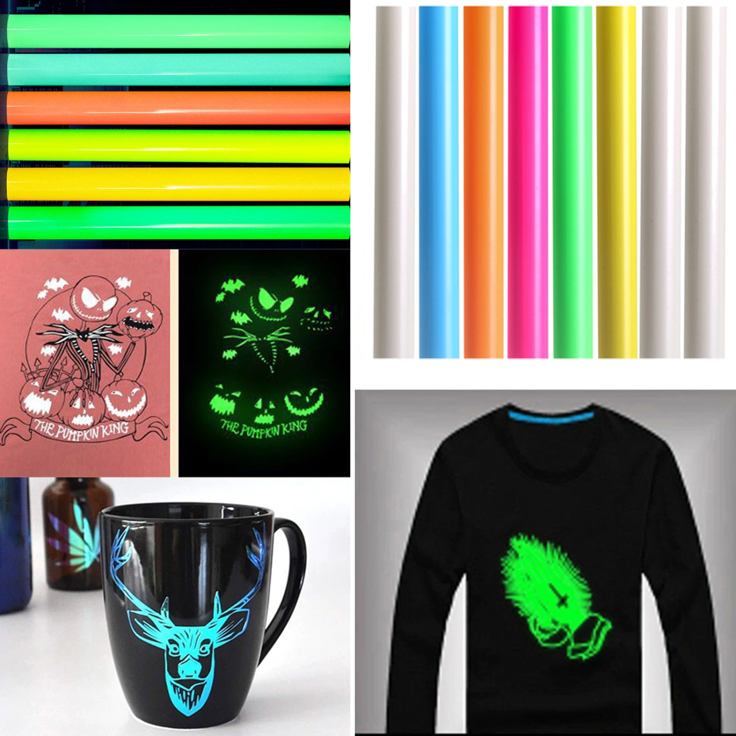 Heat Transfer Vinyl Waterproof Luminous PU Wide Application Glow in The Dark DIY HTV Reflective Craft Vinyl for T-Shirt