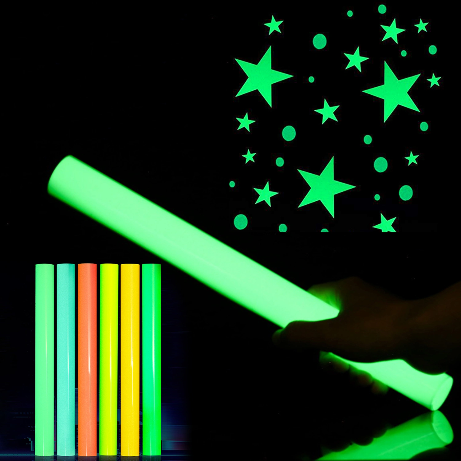 Heat Transfer Vinyl Waterproof Luminous PU Wide Application Glow in The Dark DIY HTV Reflective Craft Vinyl for T-Shirt