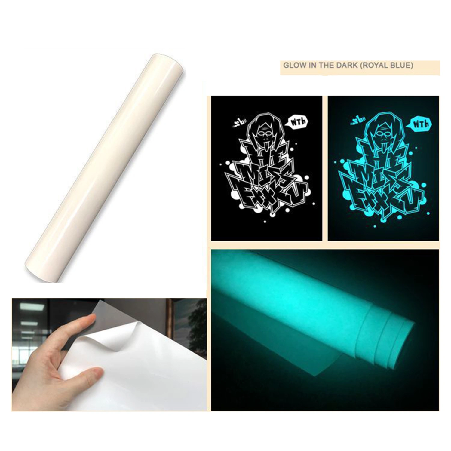 Heat Transfer Vinyl Waterproof Luminous PU Wide Application Glow in The Dark DIY HTV Reflective Craft Vinyl for T-Shirt