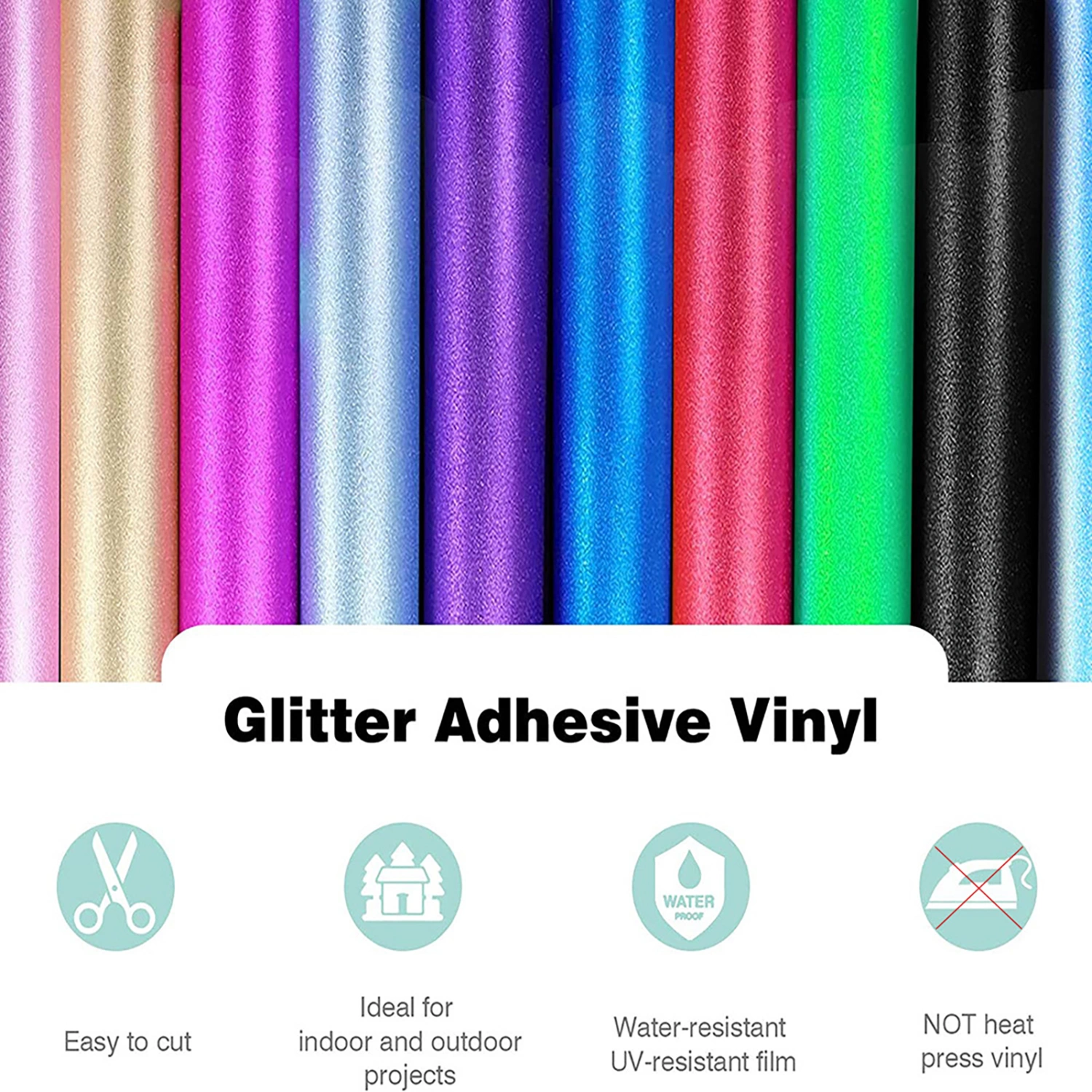 1 Roll Thermal Transfer Film Glitter Self-Adhesive PVC Exquisite Adhesive Vinyl Sheets for DIY