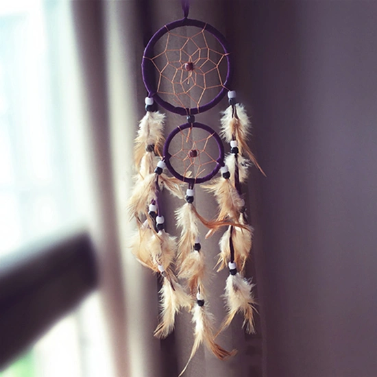 Double Circle Dream Catcher with Feathers Hanging Decoration Bedroom Ornament