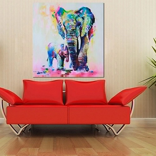 Multicolor Elephant Pattern Canvas Painting Frameless Pictures Living Room Decor