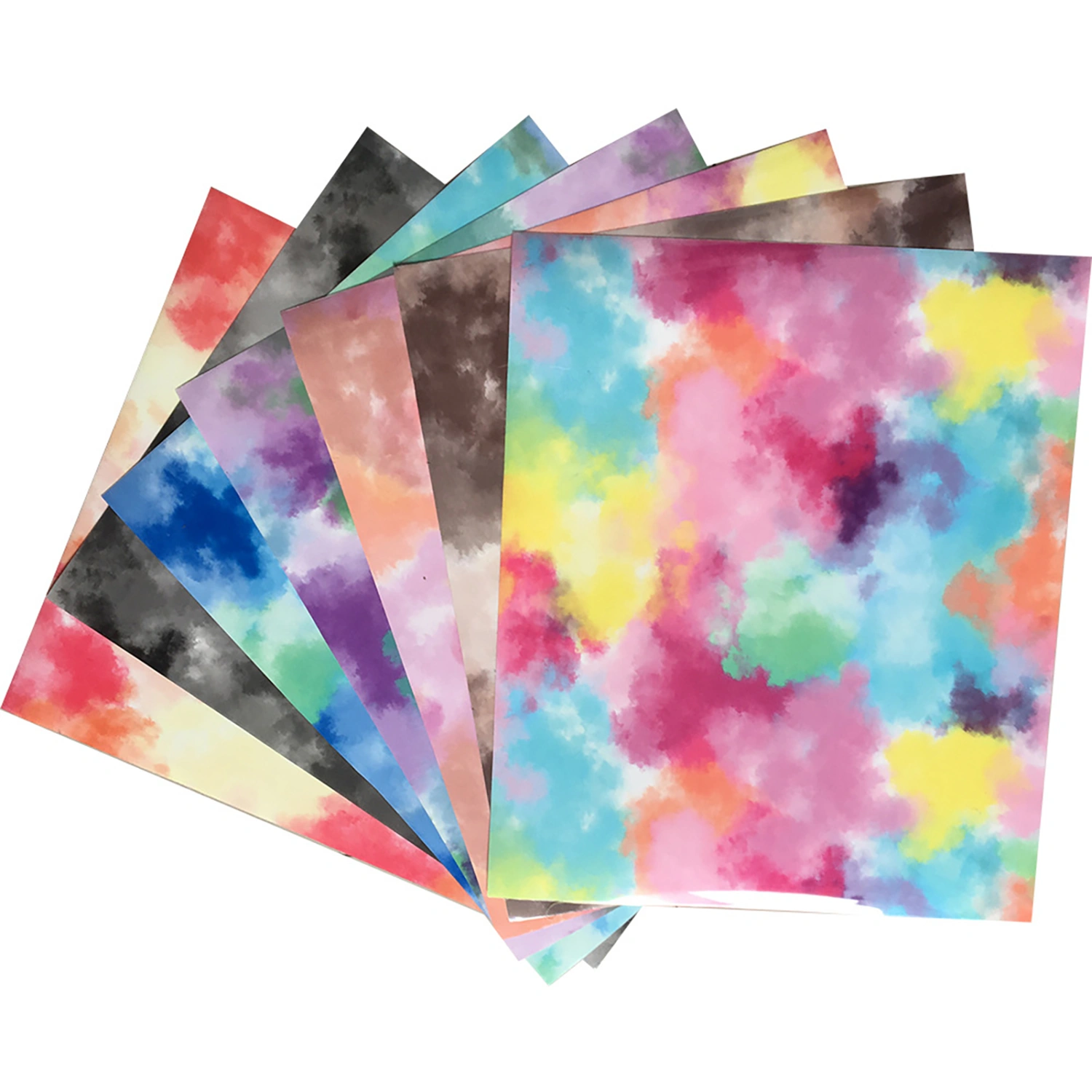 1 Sheet  Heat Transfer Film Tie Dye DIY Cuttable Colorful T-shirt Transfer Textile Vinyl for Handicrafts 