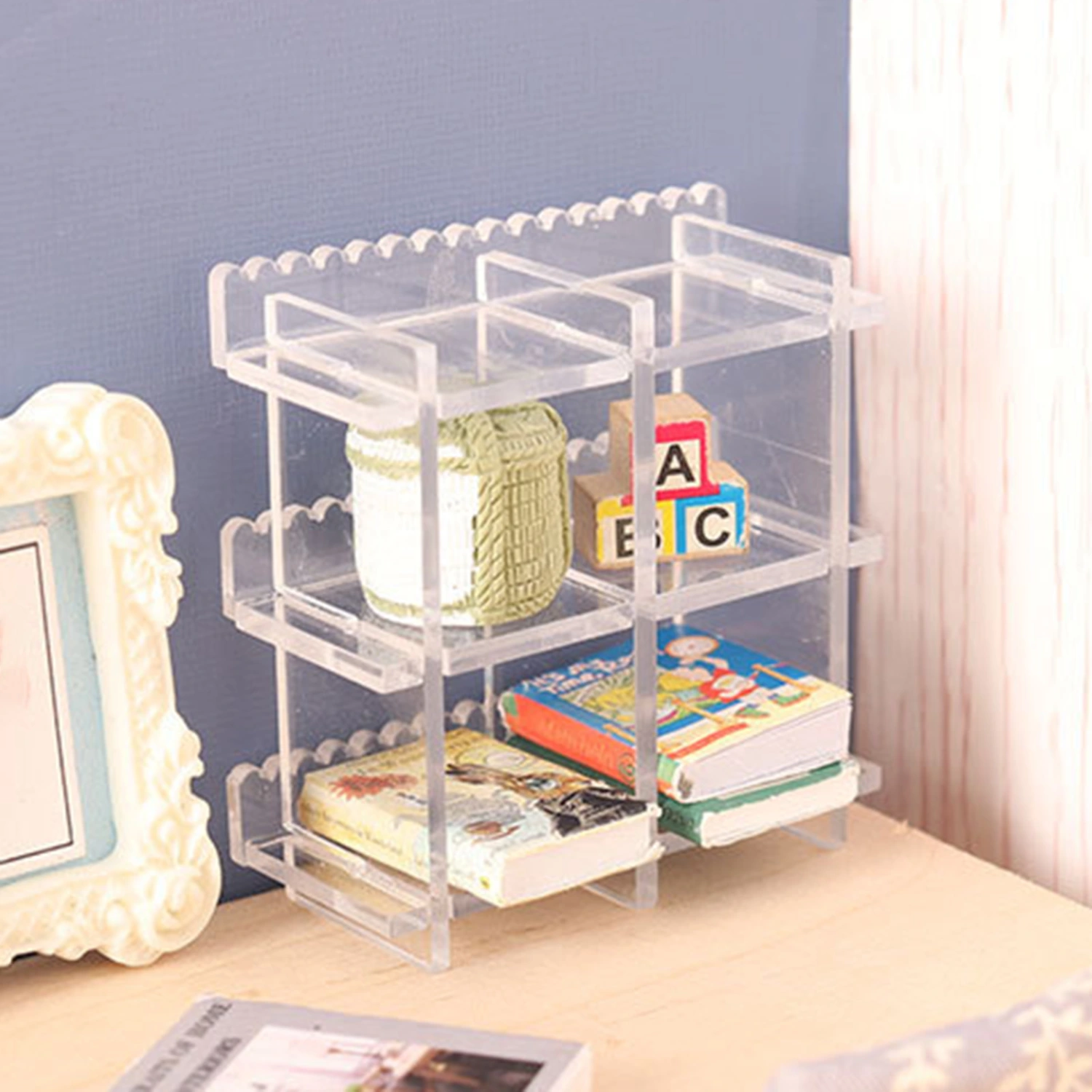 Miniature Dollhouse Storage Rack Exquisite Details Realistic Appearance Shelf Model for Dollhouses Decoration 