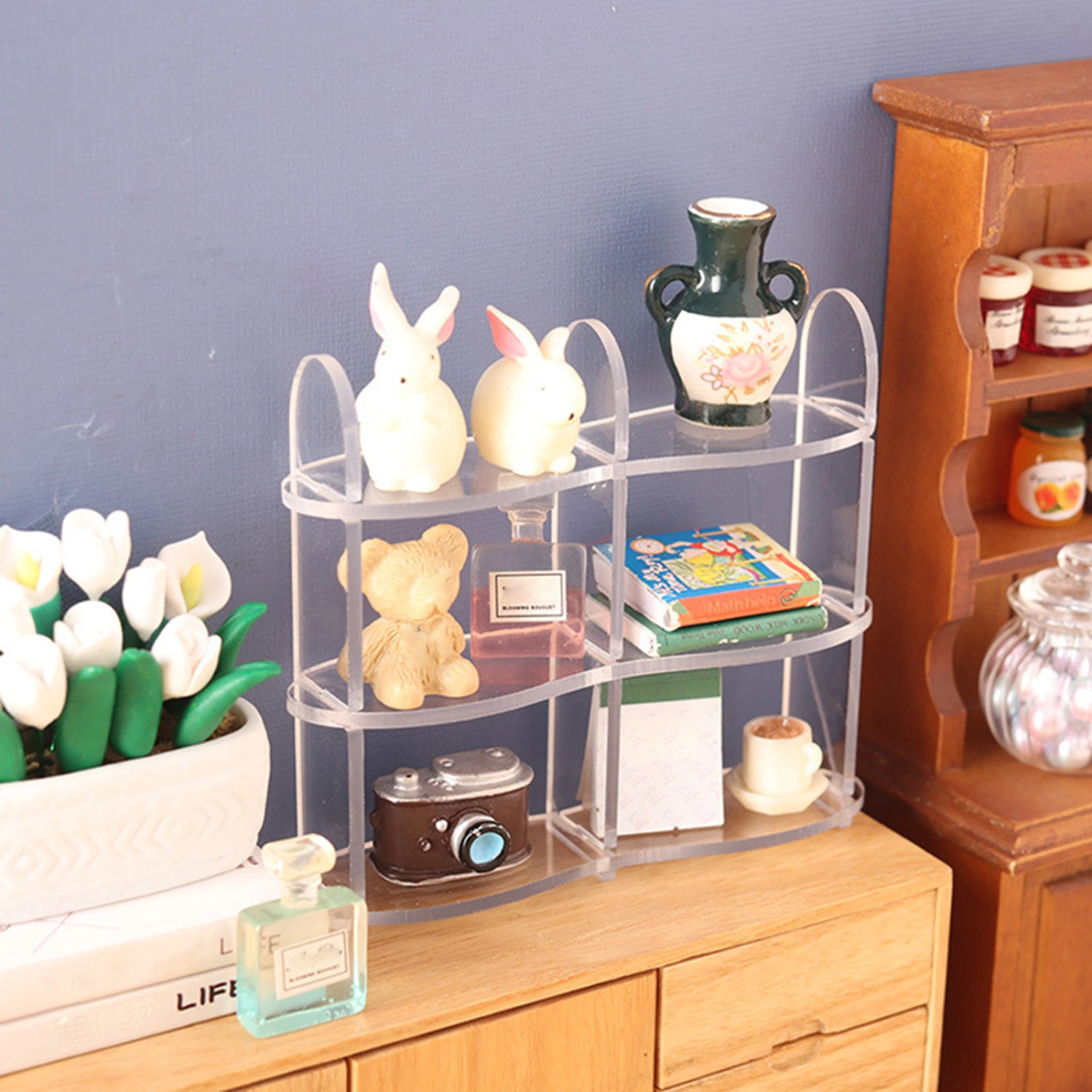 Miniature Dollhouse Storage Rack Exquisite Details Realistic Appearance Shelf Model for Dollhouses Decoration 