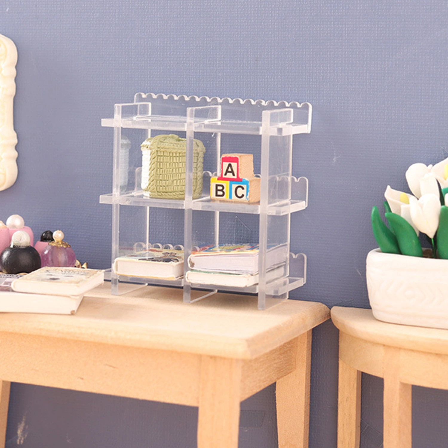 Miniature Dollhouse Storage Rack Exquisite Details Realistic Appearance Shelf Model for Dollhouses Decoration 