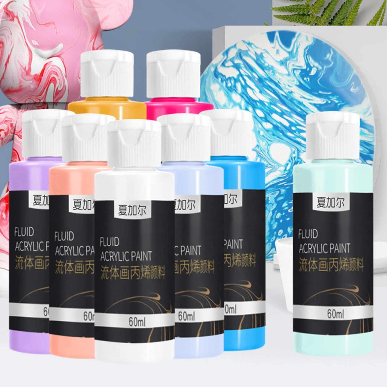 60ML Fluid Acrylic Paint Long Lasting High Gloss Easy to Use DIY Bear Desktop Ornament Liquid Pigment for Gifts