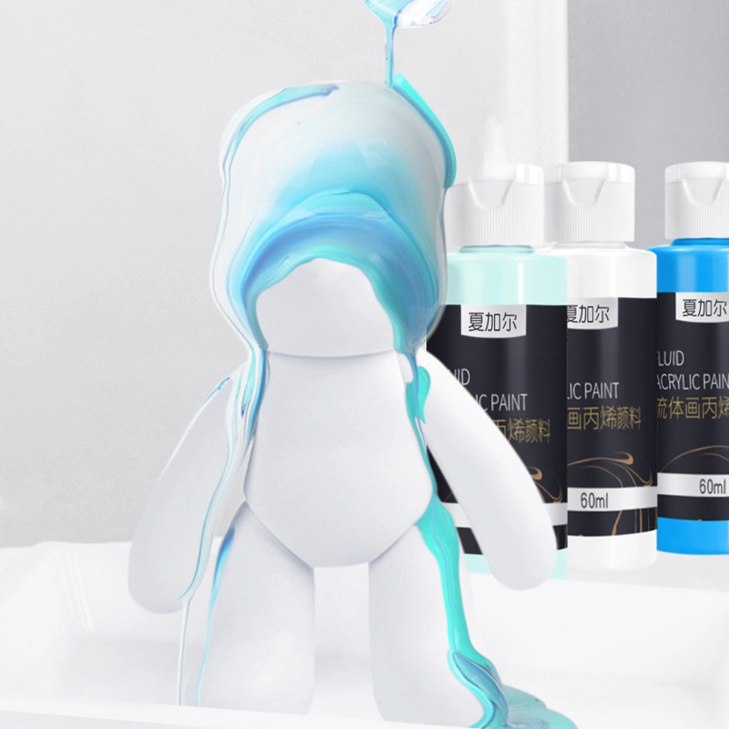 60ML Fluid Acrylic Paint Long Lasting High Gloss Easy to Use DIY Bear Desktop Ornament Liquid Pigment for Gifts
