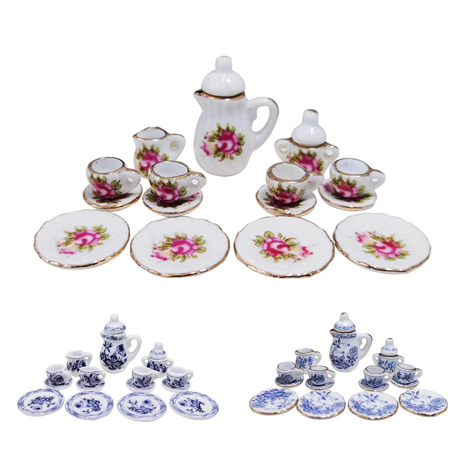 1/12 Dollhouse Kitchen Food Play Mini Ceramic Tea Set Model Toy Decor DIY Props