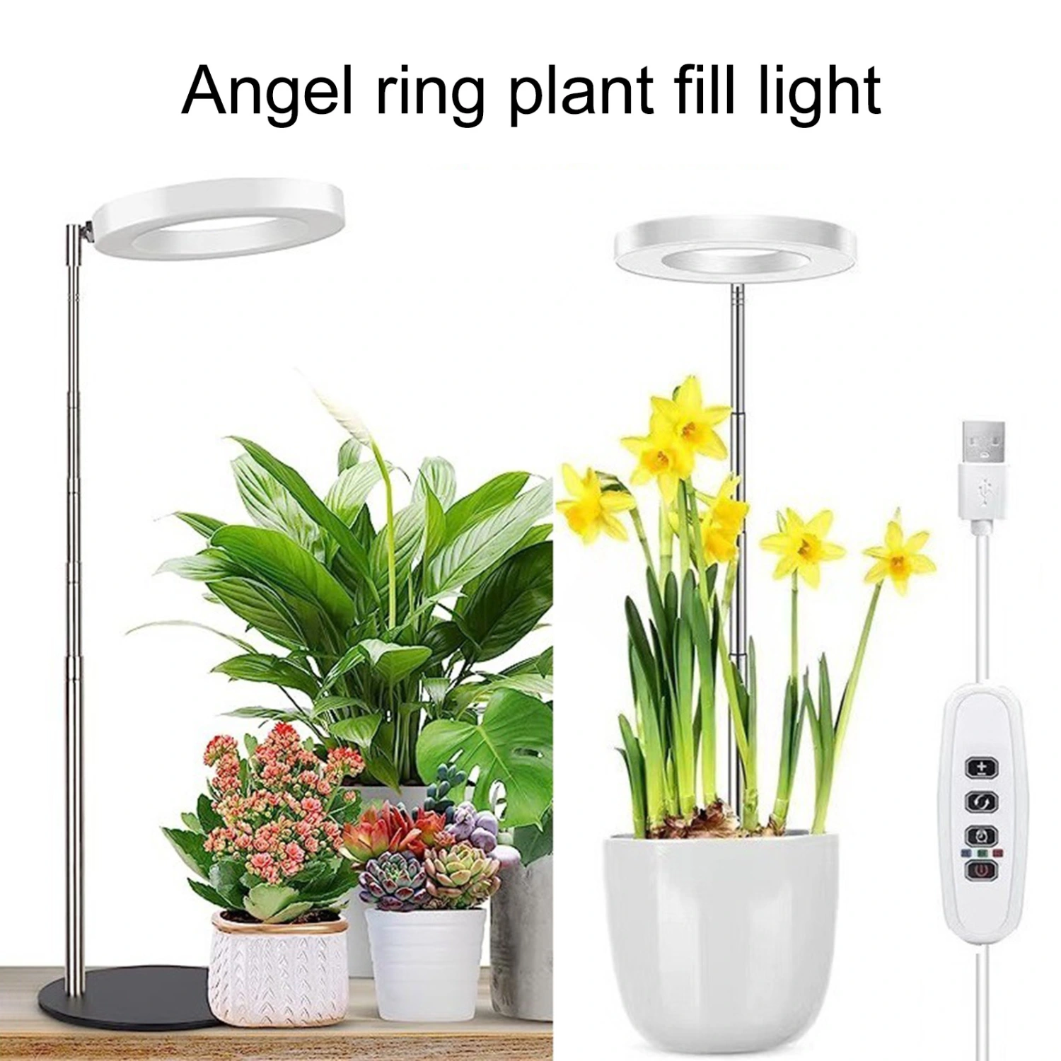 1/2Pcs Telescopic Grow Light Full Spectrum Desk Growth Lamp with 4H/8H/12H Automatic Timer & 4 Dimmable Levels Height Adjustable LED Plant Light for Indoor Plants Growing