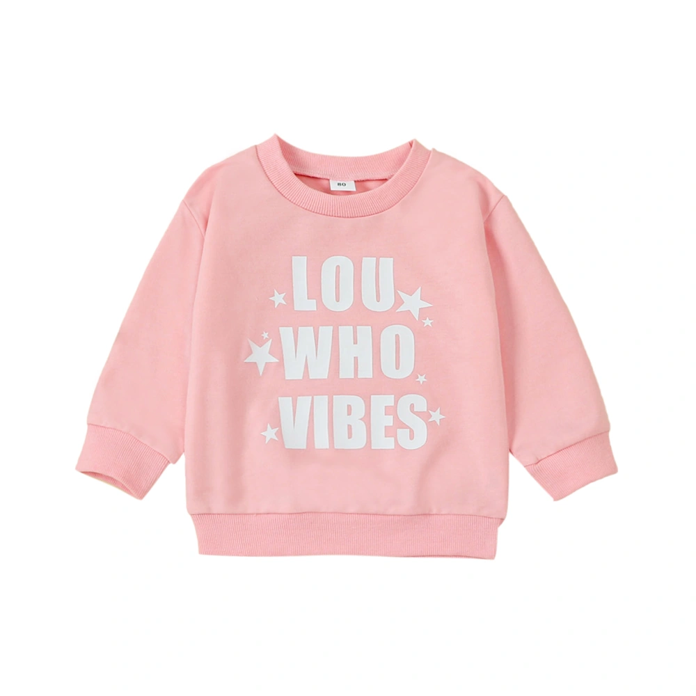 Toddler Girls Boys Sweatshirts Letter Stars Print Crew Neck Long Sleeve Kids Pullovers Fall Winter Casual Tops