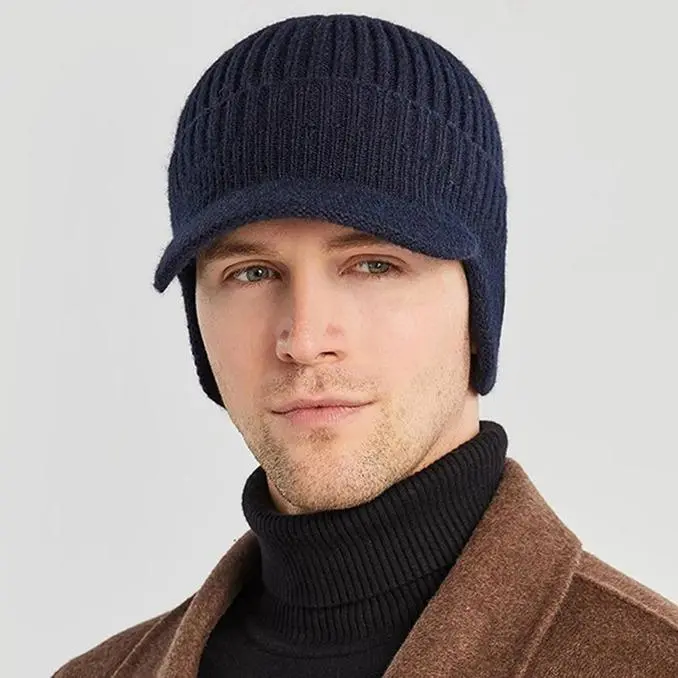 European and American Warm Ear Protection Knitted Hat Men's Outdoor Riding Fleece Hat