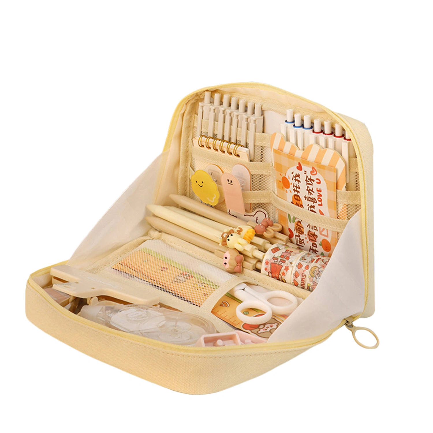 Canvas Pencil Case, Large Capacity Pencil Case Portable Pencil Bag with Zipper for Office School