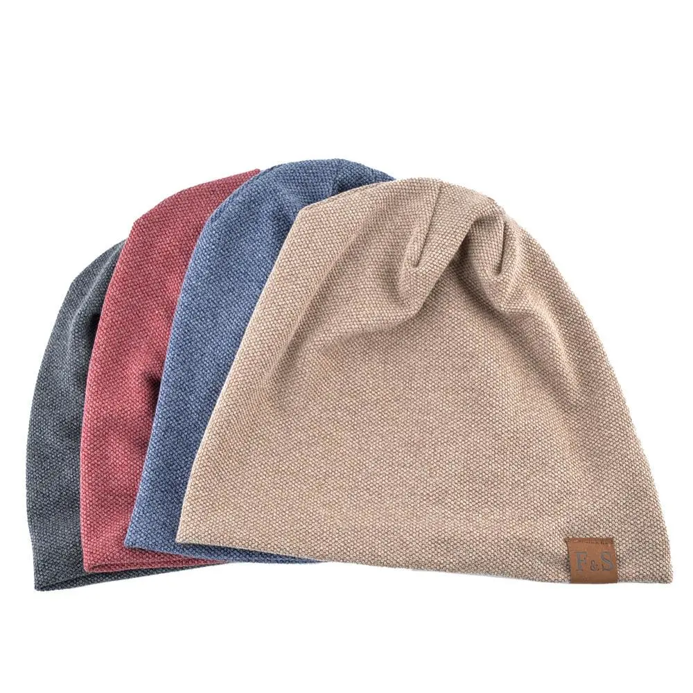 Fashion Beanie Hat For Men And Women Autumn Winter Solid Color Skullies Beanies Spring Casual Turban Hats Add Velvet