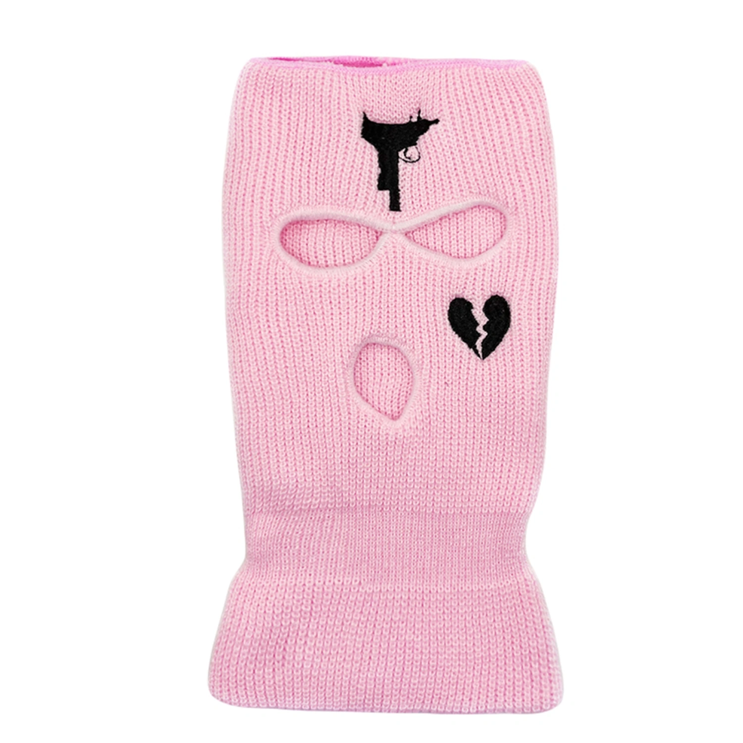 3 Hole Ski Facewear Winter Balaclava Embroidery Warm Full Face Knit Facewear Ski Hat Knitted Full Face Cap for Men and Women