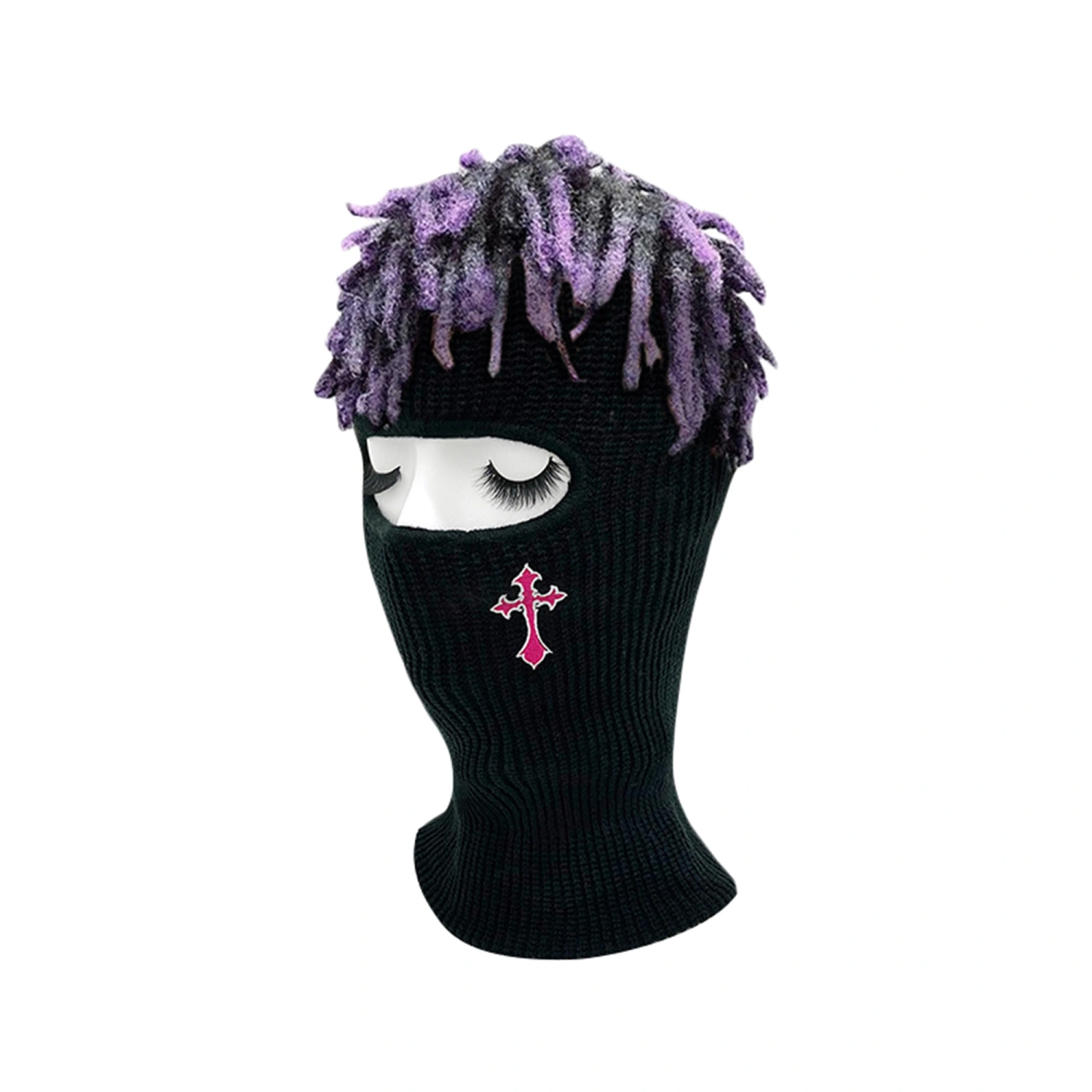 3 Hole Ski Facewear Winter Balaclava Embroidery Warm Full Face Knit Facewear Ski Hat Knitted Full Face Cap for Men and Women