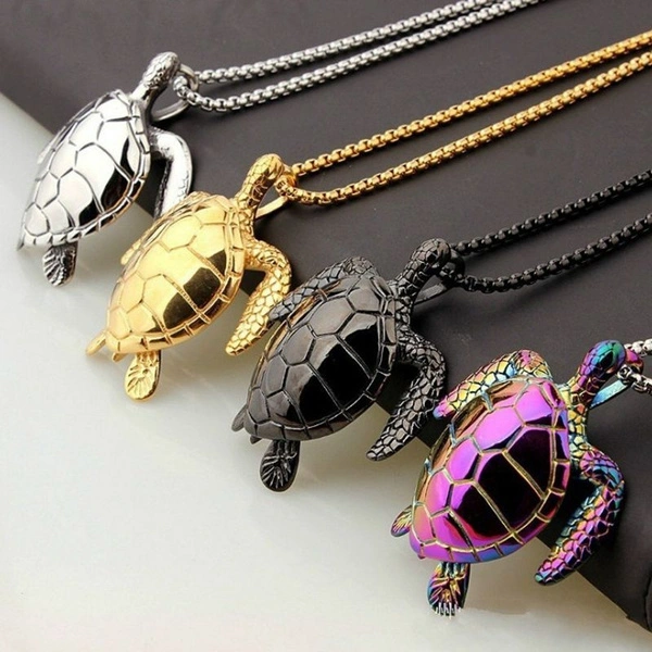 Men's Titanium Steel Animal Turtle Pendant Necklace Fashion Jewelry