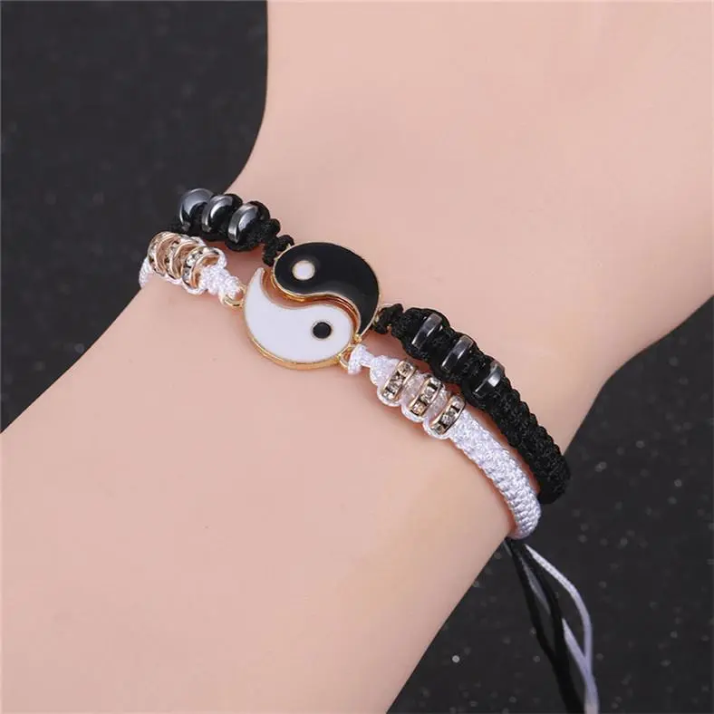 Matching Yin and Yang Bracelet Set Exquisite Tai Chi Hand-woven Bracelet Set