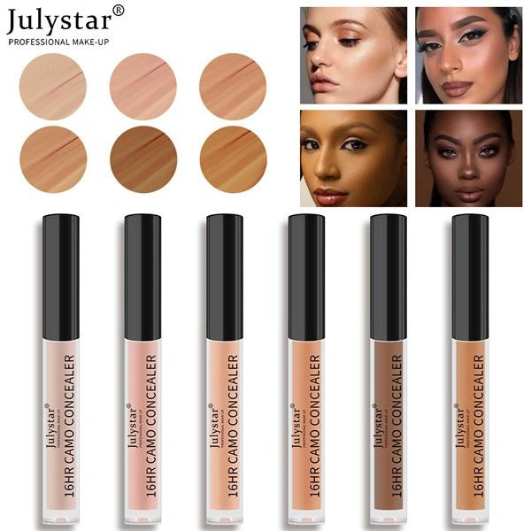 Julystar Liquid Concealer 6 Colors Full Coverage Cream Brightening Waterproof Anti-Blooming Long Lasting Concealer Makeup