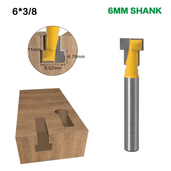 1pc 6mm shank T-Slot Cutter Router Bit Hex Bolt Key Hole Bits T Slotting Milling Cutter for Wood Woodworking