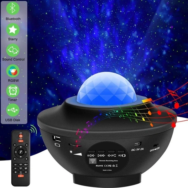 Bring a galaxy indoors& amazing aurora starry light show Starry Ocean Wave Star Projector with Bluetooth Music Speaker