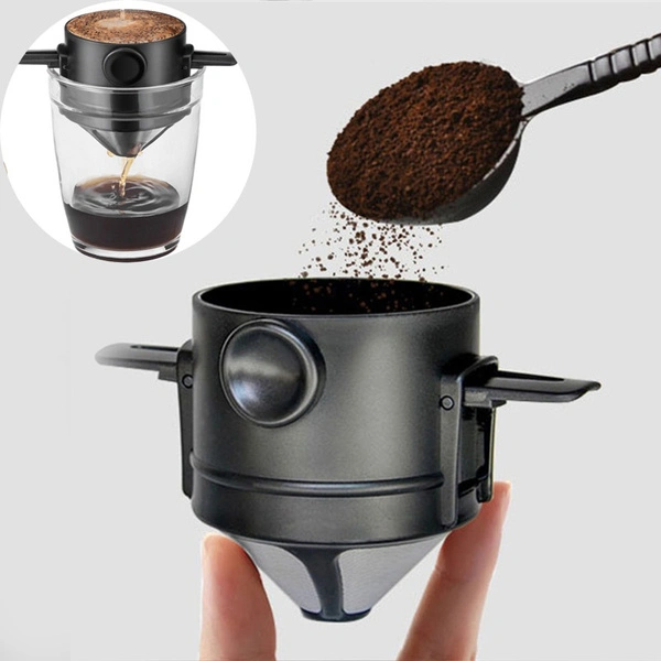 Portable Coffee Filter Stainless Steel Drip Coffee Tea Holder Reusable Coffee Dripper Household Drinkware Drop Filter Stainless Steel Filter Cup