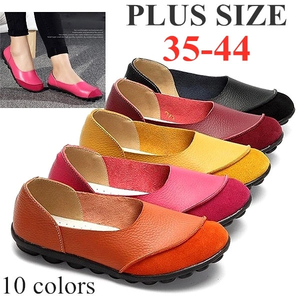 10 Colors Women Casual Shoes Ultra Lightweight Comfortable Flat Shoes Female Genuine Leather Soft Loafers Plus Size 35-44