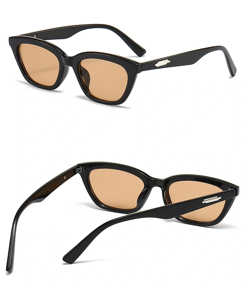 Metal Hinge Fashion Trend Sunglasses Small Frame Metal Accessories Cat Eye Men and Women Concave Shape Photo Sunglasses