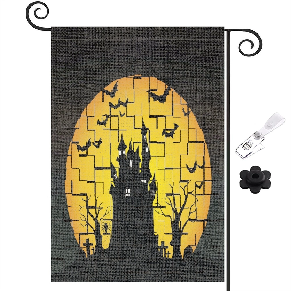 Halloween Decoration,Halloween Boo Garden Flag Ghost Dog Spooky Double Sided Outside, Burlap Welcome Holiday Yard Outdoor Decorative Flag,12x18 inch,#422