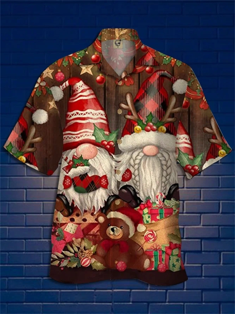 Christmas Funny Button Up Shirts For Men,Mens 3D Print Front Buttons Soft Breathable Chest Pocket Casual Hawaiian Shirts