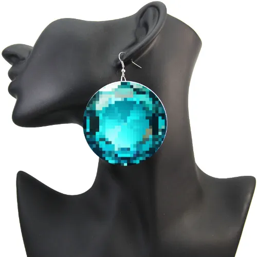 8-bit Pixel Art Gem Earrings RPG Video Game Treasure!