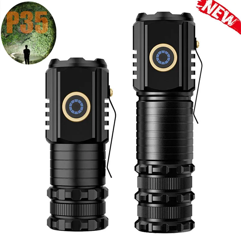 Outdoor Alloy Flashlight Home Portable Strong Light Small Steel Cannon Camping Mini Flashlight Typ-C