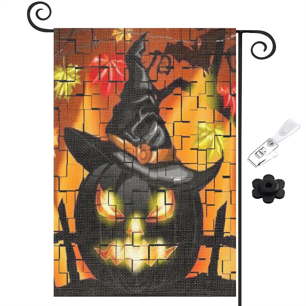 Boo Halloween Garden Flag Dogs Spooky Double Sided Outside, Day of the Dead Party Yard Outdoor Decorative Flag,12x18 inch,#04