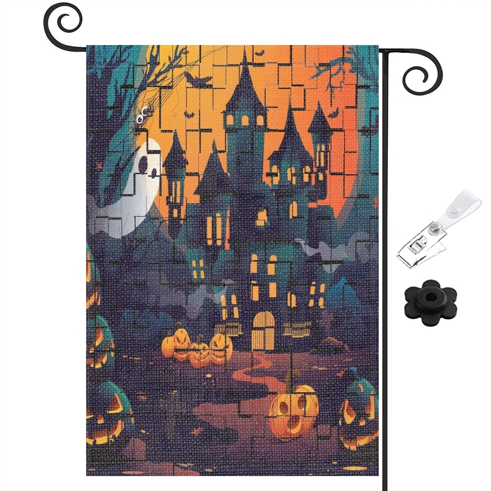 Halloween Decoration,Halloween Boo Garden Flag Vertical Double Sided Ghost Home Decoration, Jack O'Lantern Pumpkin Colorful Cute Holiday Yard Outdoor Decoration,12x18 inch,#442