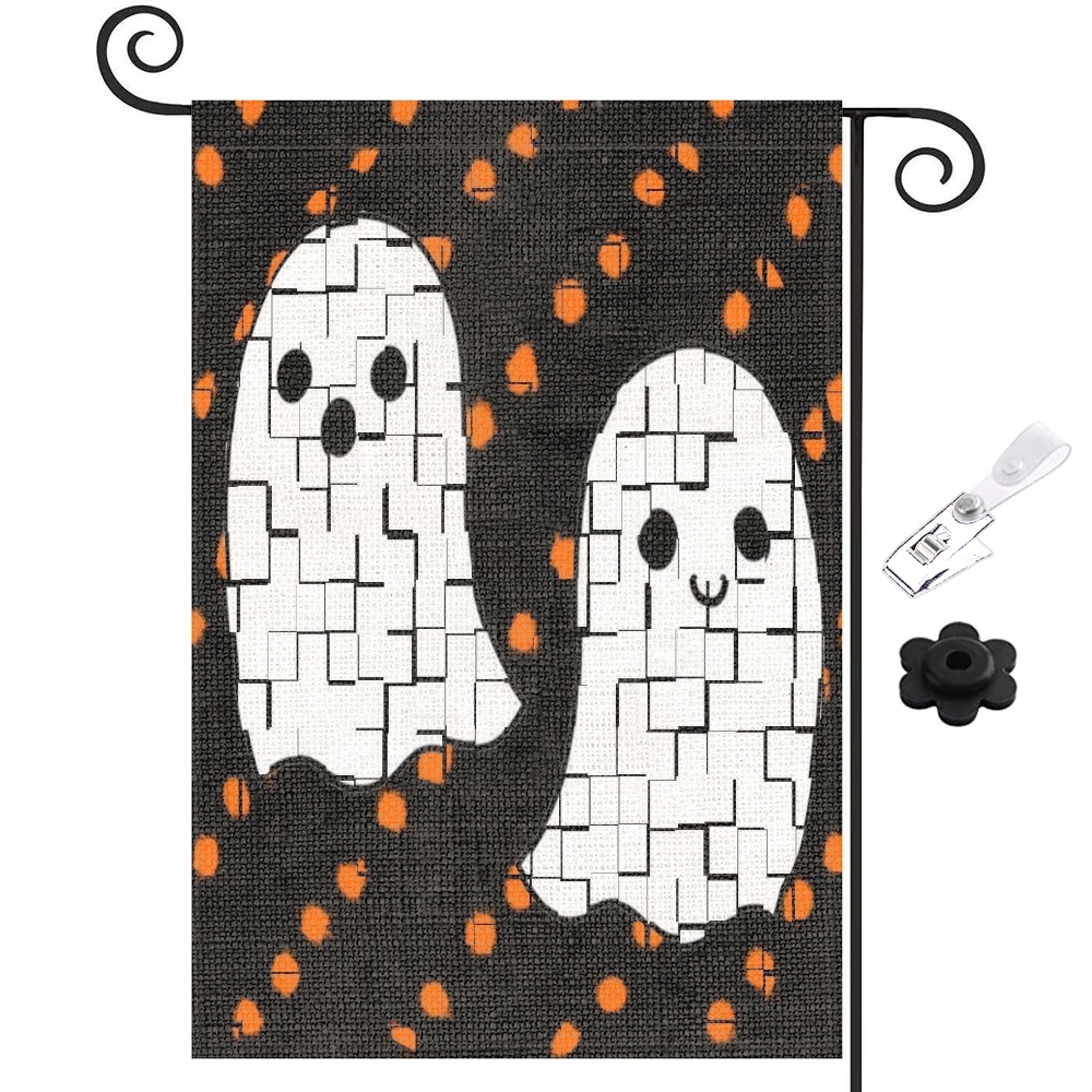 Boo Halloween Garden Flag Double Sided, Sunflower Skull Halloween Yard Flag Burlap Vertical Seasonal Holiday Farmhouse Outside Decor,12x18 inch,#16