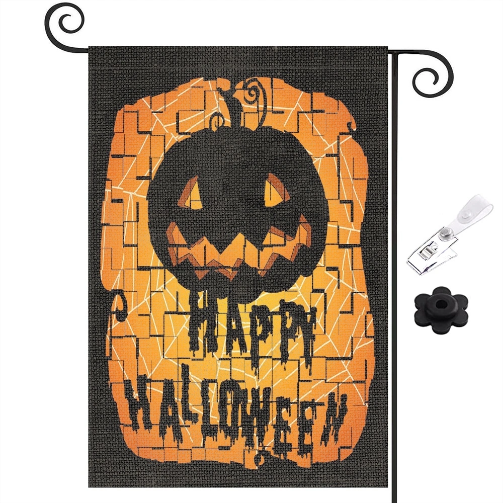 Halloween Decoration,Boo Halloween Garden Flag Double Sided, Sunflower Skull Halloween Yard Flag Burlap Vertical Seasonal Holiday Farmhouse Outside Decor,12x18 inch,#254