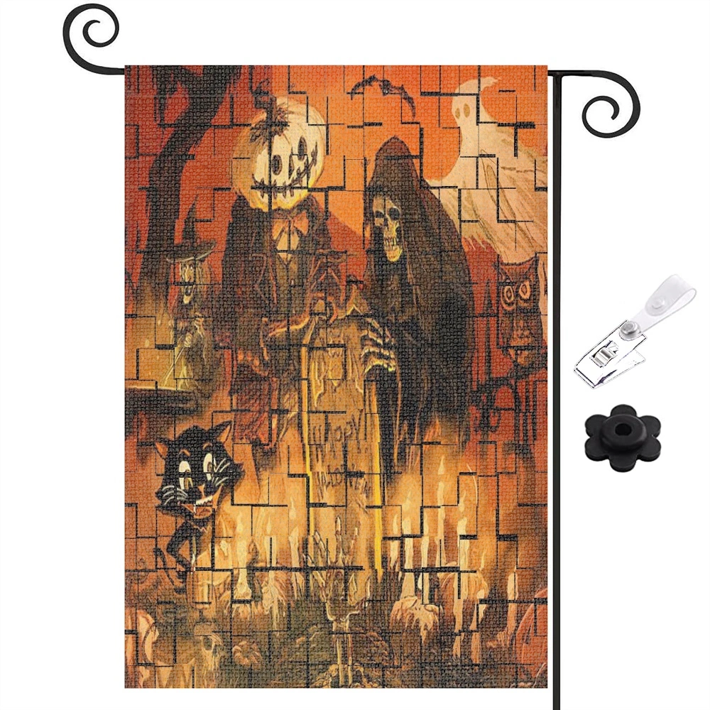 Christmas Garden Flag Halloween Jack and Sally Birthday Theme Party Decoration Double Sized Yard Sign Outdoor Decor,12x18 inch,#24