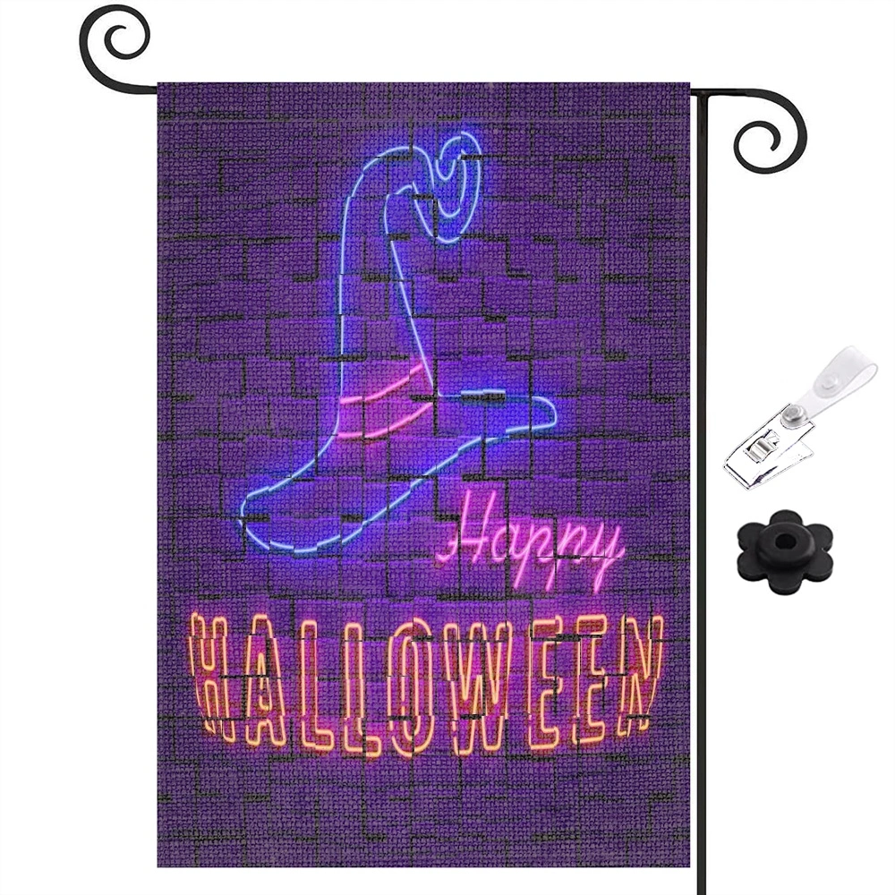 Halloween Decoration,Halloween Boo Garden Flag Vertical Double Sided,Scary Pumpkin Ghost Spooky Dog Burlap Welcome Yard Flag for Halloween Farmhouse Holiday Yard Outdoor Decoration,12x18 inch,#460